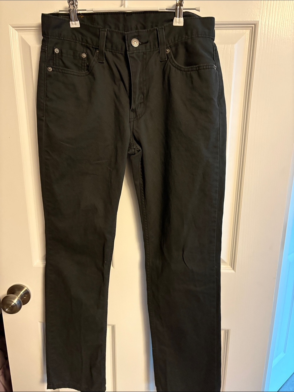 Levi's 511 Slim Jeans in charcoal gray with tan leather patch - Picture 2 of 3
